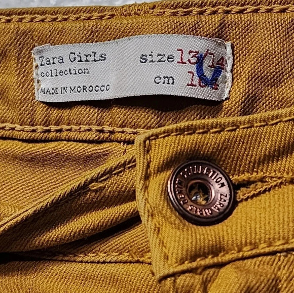 Zara Girls Skinny Mustard Color Jeans - Size 13-14 - Picture 5 of 5